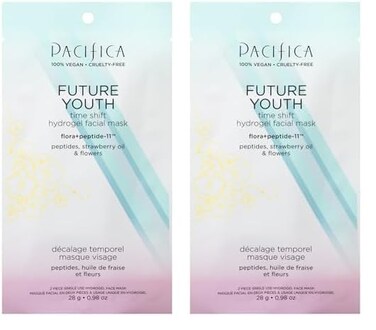 Pacifica Beauty, Future Youth Time Shift Face Mask, Hydrogel Sheet Mask, Hydrating, Plumping, Boosts Radiance, Skincare, Vegan, 1ct, 0.6 OZ (Pack of 2)