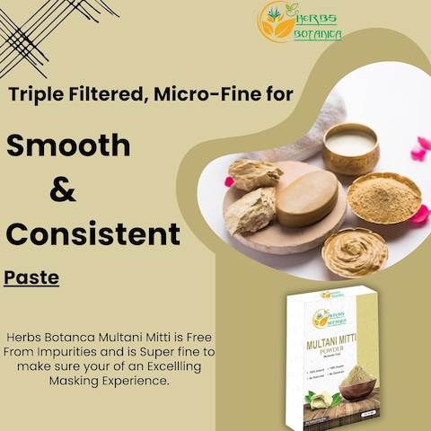Herbs Botanica Multani Mitti Powder Earth Clay Mask 100% Pure Bentonite and Kaolin Clay for Skin Care, Indian Healing and Deep Cleansing &ndash; 2 oz Kaolin Clay Indian Deep Pure Grade Cleansing