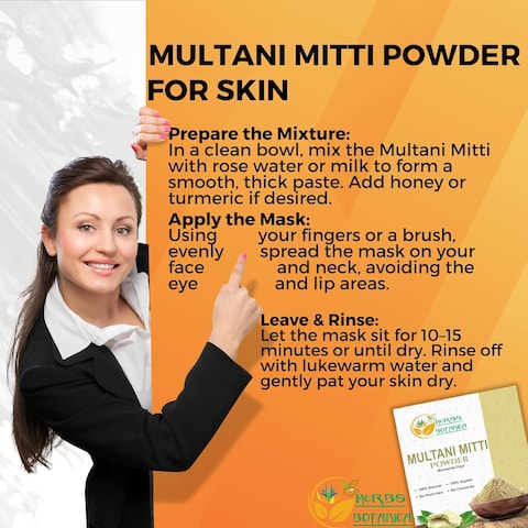 Herbs Botanica Multani Mitti Powder Earth Clay Mask 100% Pure Bentonite and Kaolin Clay for Skin Care, Indian Healing and Deep Cleansing &ndash; 2 oz Kaolin Clay Indian Deep Pure Grade Cleansing