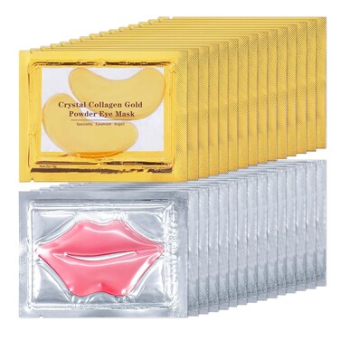 30PCS Lip Mask &amp; Under Eye Mask Pink Lip Masks 24k Gold Eye Mask Patches for Puffy Eyes Effectively Moisturizing Lip &amp; Eye Skin Reducing Fine Lines &amp; Dark Circle