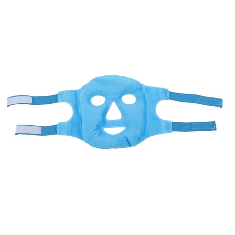 Hot and Cold Gel Bead Full Facial Mask Gel Face Mask Stress Relief Ice Face Mask for Sleeping (Dark Blue)