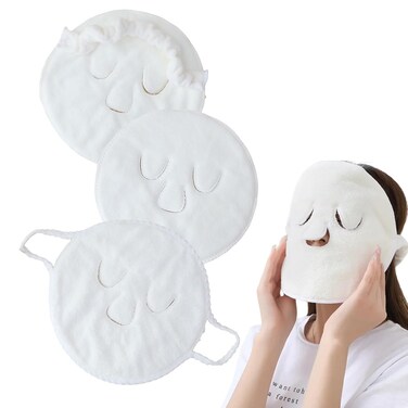 mdgfge 3 Pcs 3 Holes Towel Mask Reusable Face Towel Mask Facial Steamer Cold Hot Compress Moisturizing Beauty Skin Care Spa Towels for Women Girls Hot Cold Skin Care Daily Use