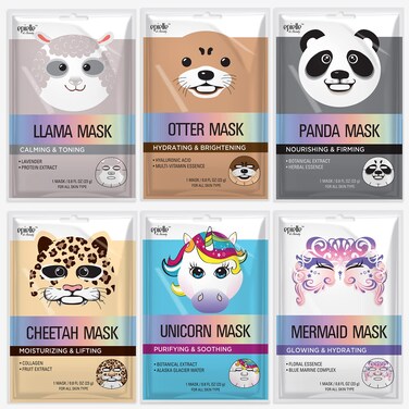 Epielle Animal Character Sheet Masks   Korean Spa Masks for All Skin Types   Face Mask, Spa Gifts, Birthday Party Gifts, Girls' Night, Skincare Party   Assorted 6 Pack   Korean Skincare