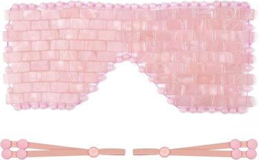 ideayard Rose Quartz Eye Mask, Cooling Jade Eye Mask 100% All Natural Crystal Eye Mask for Facial