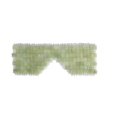 gemshan Jade Eye Mask 100% Natural Real Jade Stone Reusable Eye Mask for Hot &amp; Cold Anti Aging，Headache and Migraine Relief Jade Mask for Women Men (Light green jade)