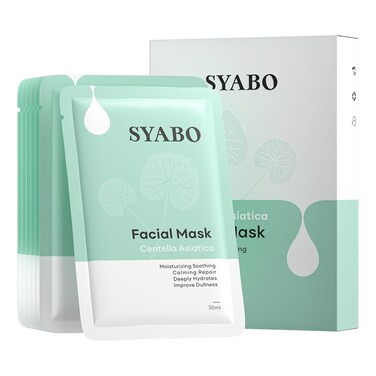 Centella Asiatica Hydrating Face Masks Skincare, Moisturizing Soothing Calming Repair Facial Sheet Mask, Deeply Hydrates and Improve Dullness 30g, 7 packs