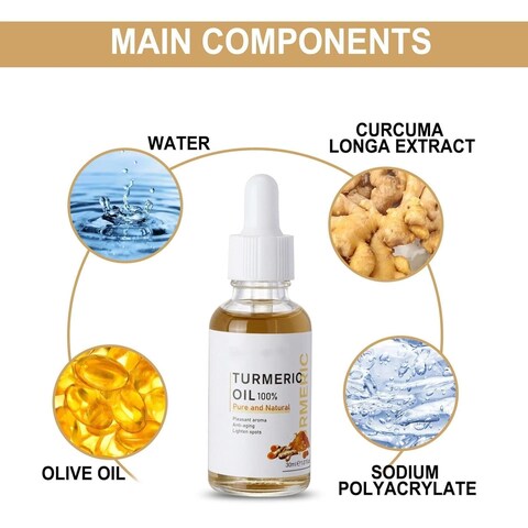 2 Pack Turmeric Oil, Natural Turmeric Oil Serum for Face,Skin Care Moisturizing Serum(30ml)