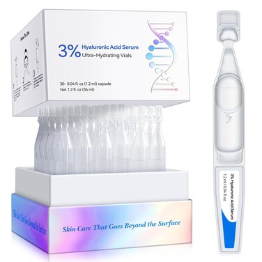 3% Hyaluronic Acid Serum Ultra-Hydrating Vials,Hyaluronic Acid, Hyaluronic Acid Serum for Face Serum for Women Anti Aging Single-Use Hyaluronic Acid Tubes Vials(1 Box of 30)