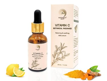 Vitamin C Face Serum - Brightening, Hydrating, Glowing Skin with Hyaluronic Acid, Turmeric, Vitamin E, Green Tea Extract, Anti Aging Facial Serum for Fine Lines &amp; Wrinkles &ndash; 1 Fl Oz