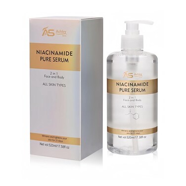 Ashley Shine Niacinamide Serum Moisturizes Skin Care 2 in 1 for Face and Body，Brightening Serum for Dark Spots, Body, Fine Lines &amp; Wrinkles 17.58Fl Oz