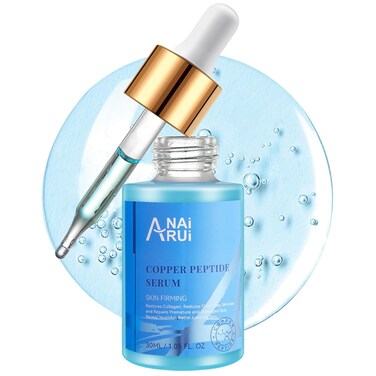 ANAI RUI Copper Peptides Serum for Face -Copper Peptide Face Serum + Hyaluronic Acid - Reduces Fine Lines &amp; Wrinkles, Plumping and Radiant Skin, 1.fl.Oz