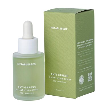 Anti-Stress Instant Hydro Facial Serum   Ceramide + Hyaluronic Acid   Soothes Inflammation, Deeply Hydrates &amp; Strengthens Skin Barrier. Fragrance-Free, Clean Beauty 1.01 fl. Oz