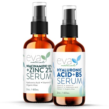 12% Niacinamide Serum &amp; Hyaluronic B5 Serum Bundle For Smooth Bright &amp; Youthful Skin - Pore Minimizer &amp; Moisturizer for Skin - Reduce Dark Spots, Fine Lines &amp; Wrinkles with Zinc &amp; Vitamin B5