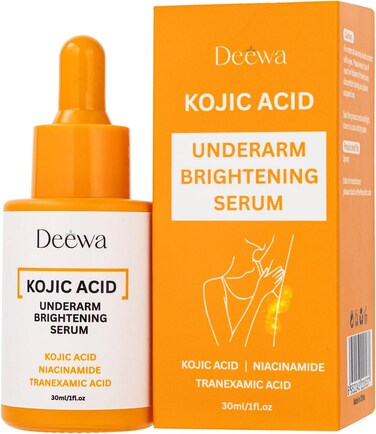 Kojic Underarm Brightening Serum with Niacinamide for Elbows, Knees, Private Areas, Armpit, Dark Spots Corrector Nourishing Firming Daily Skin Care Serum Paraben-Free, Vegan