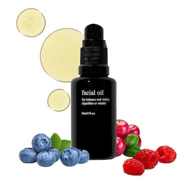 Facial Oil   Firms, Nurtures, Soothes, Replenishes Dry Skin with Cold Pressed Oils Superfood Complex Raspberry, Cranberry &amp; Blueberry Seed Oils for Supple Youthful Skin 30ml
