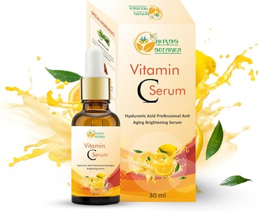 Herbs Botanica Vitamin C Serum For Face with Hyaluronic For Anti Aging Hydrating &amp; Serum for Dark Spots, Fine Lines, Includes Vitamin E, Organic Aloe Vera and Jojoba Oil 1 fl oz