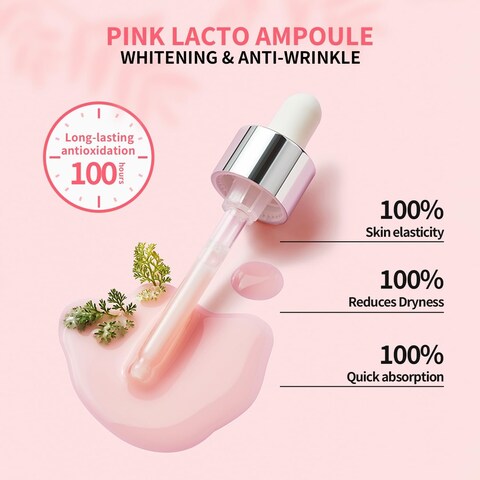 I&#39;M SORRY FOR MY SKIN Facial Skin Ampoule, Korean Skin Care Serum for Face with Centella Asiatica and Hyaluronic Acid, Moisturizing &amp; Glowing Effect (Pink Lacto Ampoule)
