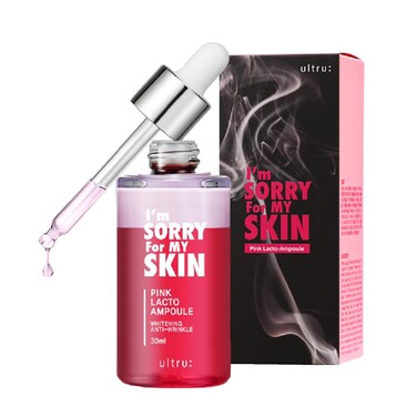 I'M SORRY FOR MY SKIN Facial Skin Ampoule, Korean Skin Care Serum for Face with Centella Asiatica and Hyaluronic Acid, Moisturizing &amp; Glowing Effect (Pink Lacto Ampoule)