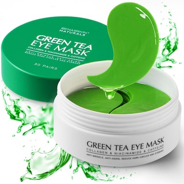Under Eye Patches Dark Circles: 30 Pairs Collagen Eye Masks for Wrinkles and Puffy Eyes - Green Tea Eye Skin Care Gel Pads - Eye Bags/Fine Line Treatment for Men and Women