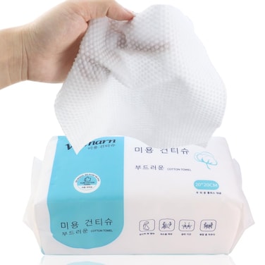 1 Pack 100 Count Thick &amp; Absorbent Cotton Dry Wipes Cotton Face Tissue Disposable Dry Wipes Unscented Chemical Free Face Towelette Dry and Wet Use Cleansing Wipe Makeup Remover