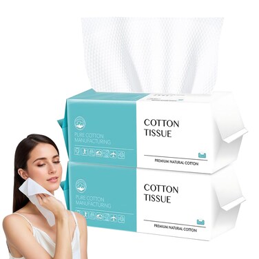 Disposable Face Towel 200 Count, Soft Cotton Facial Dry Wipes, Multi-Purpose for Skin Care, Makeup Remover, Face Wipes and Facial Cleansing