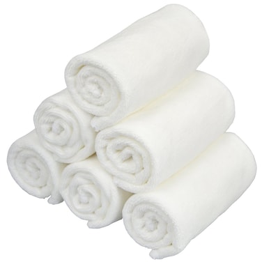 Facial Cleaning Wipes Makeup Removing Cloths Fast Drying Face Wash towels Natural Microfiebr Towels 6 pack(12 inch x 12 inch White)