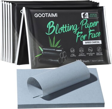 1200PCS Blotting Paper for Oily Skin, Natural Bamboo Charcoal Blotting Paper, 100 * 70MM Large Oil Blotting Sheets for Face, Makeup