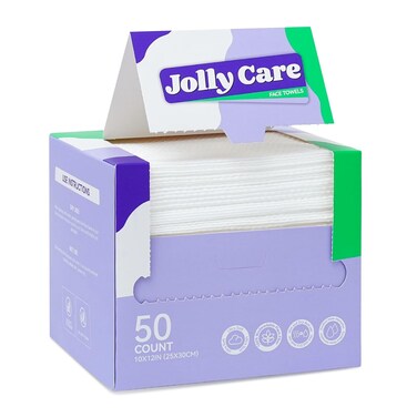 Disposable Face Towels, 10"&times;12" XL Face Towelette Disposable, Soft Makeup Remover Dry Wipes, Thick Facial Tissue for Women Cleansing, Skin Care, 50 Count (1 Pack)