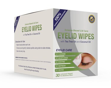 Premium Eyelid Wipes With Tea Tree and Coconut Oil - Cleansing Wipes for People Itchy Eyes - Box Of 30 Natural Eye Wipes
