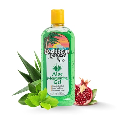 Caribbean Breeze Aloe Moisturizing Gel, Citrus Mango Aloe Vera Gel for Skin, Pure Aloe Vera Gel 100% Vitamin Enriched with Green Tea &amp; Pomegranate, 8.5 oz (250 ml)