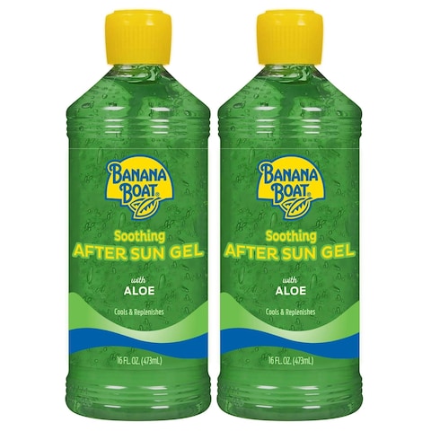 Banana Boat Soothing After Sun Gel with Aloe Twin Pack 16oz each &amp; Sport Ultra SPF 50 Lip Sunscreen Twin Pack Travel Size Sunscreen for Lips 2 Pack