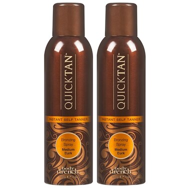 Body Drench QuickTan Instant Self Tanner Bronzing Spray, Salon-Quality Medium/Dark Tan, Streak-Free, All Natural Self Tan, Tinted Formula, 6 oz (2-Pack)