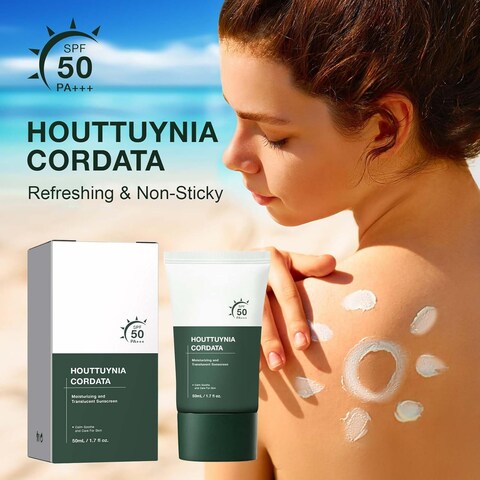 Heartleaf Sunscreen, Heartleaf Silky Moisture Sunscreen SPF, Moisture Daily Sunscreen, No Sticky Universal Sunscreen for All Skin (2Pcs)