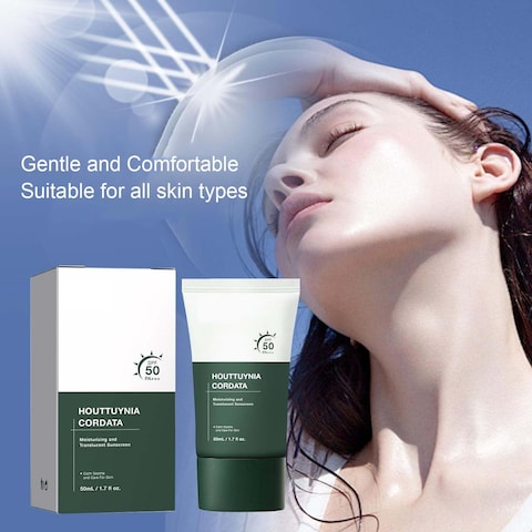 Heartleaf Sunscreen, Heartleaf Silky Moisture Sunscreen SPF, Moisture Daily Sunscreen, No Sticky Universal Sunscreen for All Skin (2Pcs)