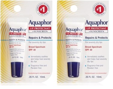 Aquaphor Lip Repair Lip Balm with Sunscreen, Lip Protectant, Lip Balm SPF 30, 0.35 Oz Tube (Pack of 2)