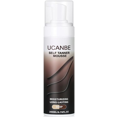 UCANBE Self Tanner Mousse - Sunless Self Tanning Foam, Fast Drying Fake Tan for Medium to Dark Skin Tone, Lightweight, Streak Free Golden Glow, 6.76Fl Oz - Deep
