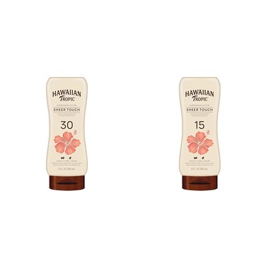 Hawaiian Tropic Sheer Touch Ultra Radiance Lotion Sunscreen SPF 30, 8oz &amp; Sheer Touch Ultra Radiance Lotion Sunscreen SPF 15, 8oz