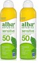 Alba Botanica Sensitive Sunscreen Spray for Face and Body, Fragrance-Free, Broad Spectrum SPF 50, Water Resistant, 5 fl. oz. Bottle (Pack of 2)