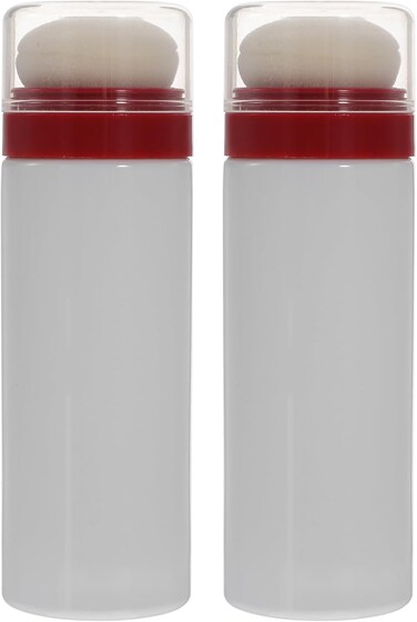 2Pcs Travel Body Powder Jars, Baby Talcum Powder Bottles with Puff, Empty Refillable Baby Loose Powder Containers for Home Outdoor Trips