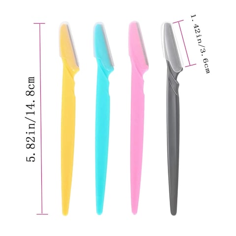 Eyebrow Razor, 64 Pcs Face Razors Eyebrow Razors for Women, Multipurpose Exfoliating Dermaplaning Tool, Facial Razor Eyebrow Face Hair Trimmer Shaver For Women or Men with Precision Cover,4 Colors