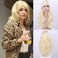 Long Wavy Blonde Wig for Women Light Blonde Wig wiht Bangs Synthetic Wig with Wig Cap(Light Blonde)