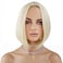 Short Blonde Bob Wig Light Blonde Wig for Women Straight Blonde Bob Wig Heat Resistant Synthetic Natural Looking Wig with Wig Cap