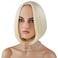 Short Blonde Bob Wig Light Blonde Wig for Women Straight Blonde Bob Wig Heat Resistant Synthetic Natural Looking Wig with Wig Cap