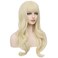 Long Blonde Wig for Women Light Blonde Wig with Bangs Long Wavy Curly Blonde Hair Wigs Synthetic Wig with Wig Cap(Light Blonde)