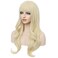 Long Blonde Wig for Women Light Blonde Wig with Bangs Long Wavy Curly Blonde Hair Wigs Synthetic Wig with Wig Cap(Light Blonde)