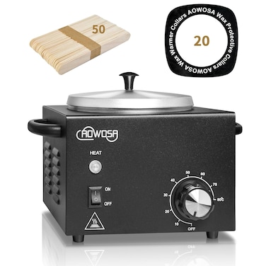 Professional Waxing Kit Wax Warmer Single Pot Wax Heater Machine for Hair Removal, Large Wax Pot with Non-Stick Easy Clean Pot, 50 Wax Sticks &amp; 20 Collar, for Spa Salon Beauty Esthetician Home (Black)