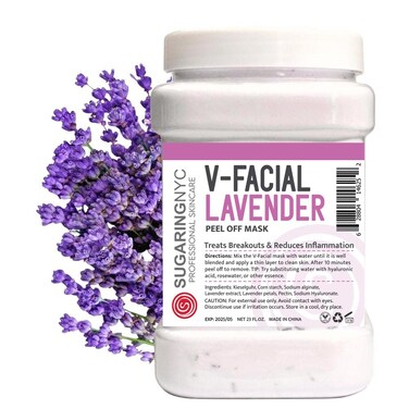 Sugaring NYC Vajacial Jelly Mask Peel-Off Bikini Underarms Area Peel Mask - Lavender with Pieces of Lavender - Professional Size 23oz