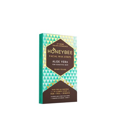 Honeybee Aloe Vera Facial Wax Strips   Waxing Strips for Women   Upper Lips, Chin, Fingers &amp; Toes Hair Removal   For Sensitive Skin   12 Strips, 2 After Care Wipes Free
