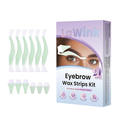 Eyebrow Wax Strips Kit Facial Wax Strips for Hair Removal 24 Strips 4 Calming Oil Wipes Mouth waxing wax Eyebrow hair removal Facial Hair Removal for Women LAWINK (Eyebrow)