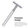 Keropy-Double Edge Safety Razor With 10 Premium Stainless Steel Reusable Single Blade Razors For Men and Women, Smooth Wet Shave Experience, Glossy Silver